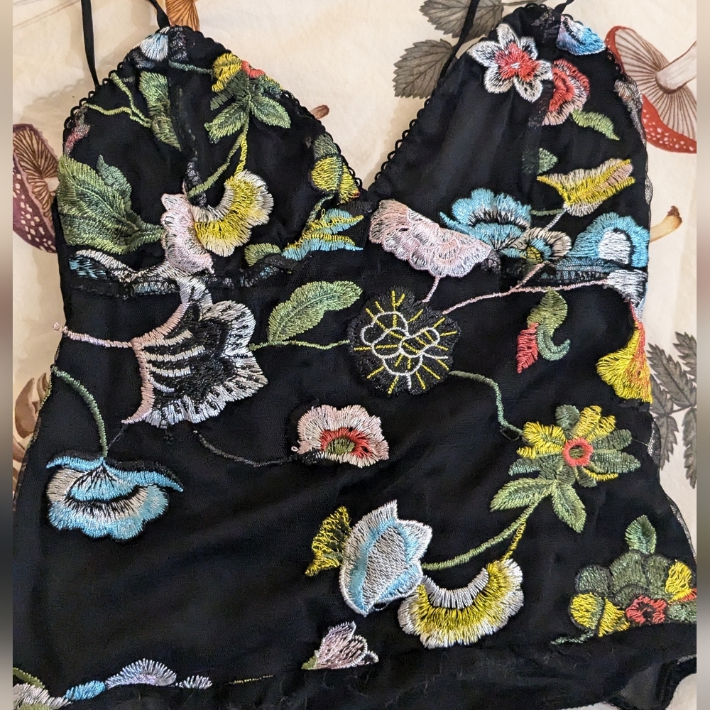 Embroidered Floral Bodysuit
